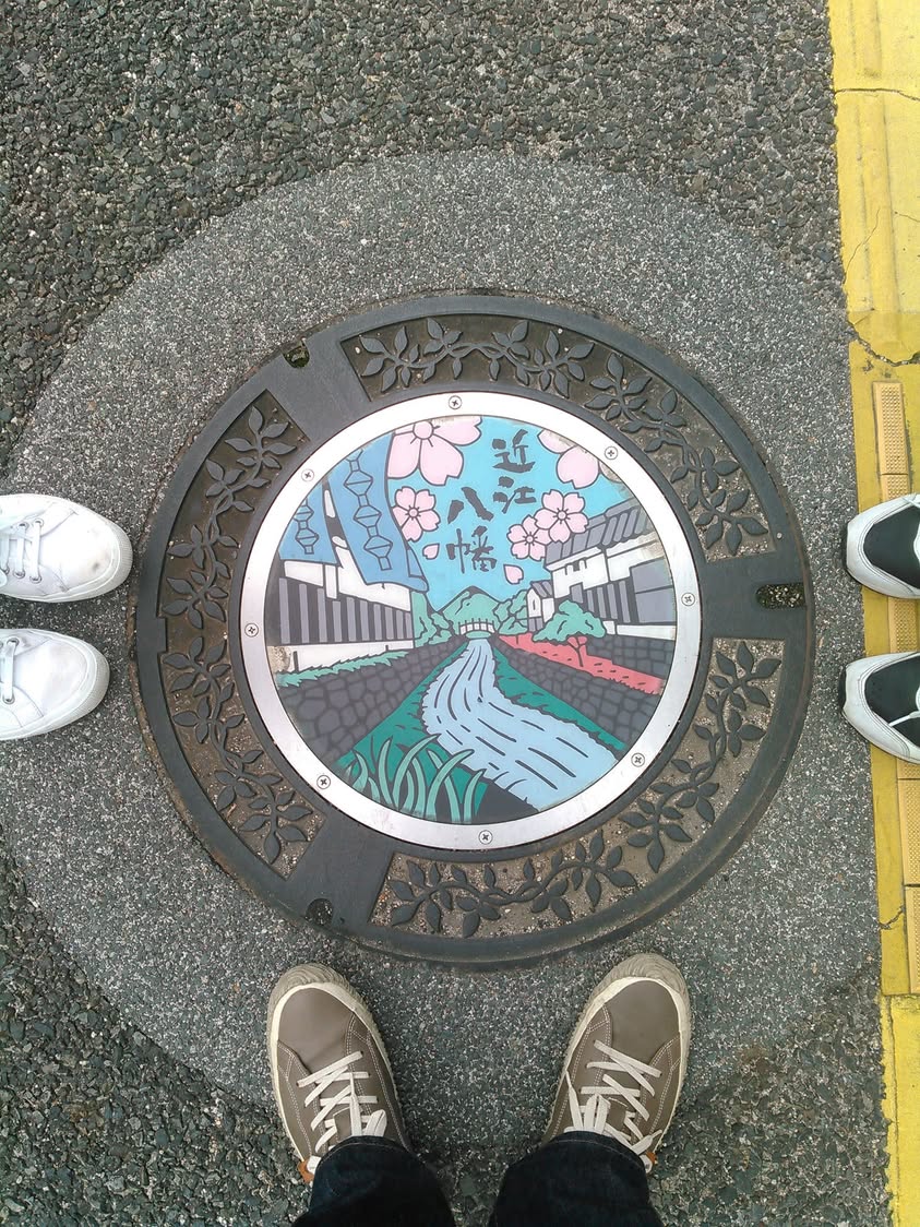 No.152 八幡堀、蔵、八幡山、のれん、桜(Hachiman-bori canal, Sto